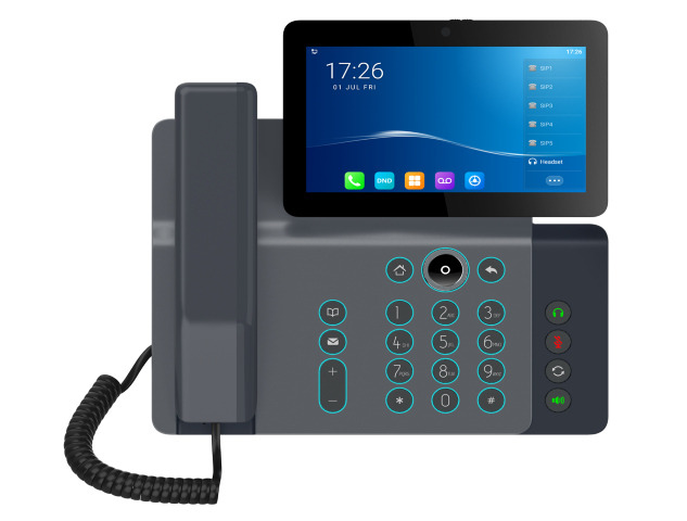 Téléphone vidéo IP Haut Gamme Ecran Tactile 7" 20 Lignes SIP Bluetooth et WiFi Intégré 116 touches programmables