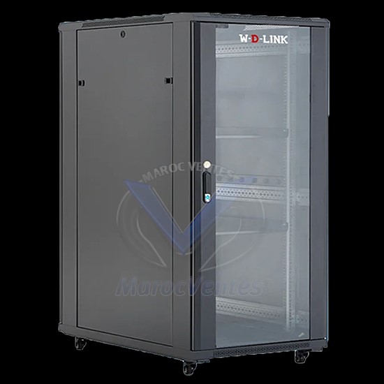 COFFRET INFORMATIQUE 24U 600MM D600MM H1300MM + ÉTAGÈRE + 4 VENTILATEURS 24U66