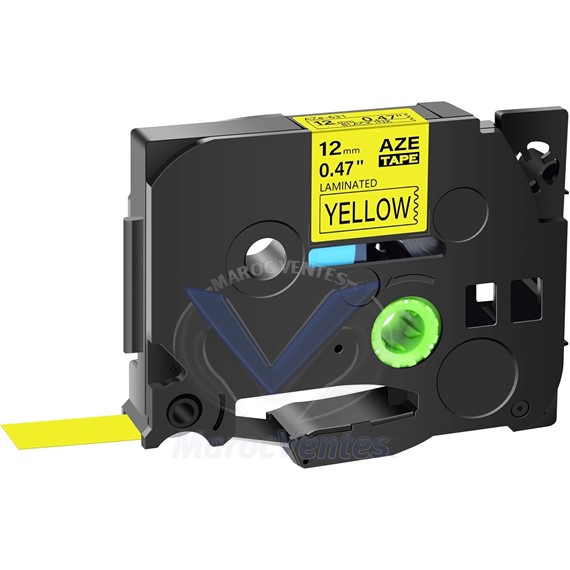 AZE-631 RUBAN AIMO E1000 PRO NOIR/JAUNE 12MM COMPATIBLE AVEC BROTHER AZE-631