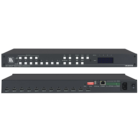 GRILLE DE COMMUTATION HDMI 4X8 4K HDR HDCP 2.2 AVEC COMMUTATION AUDIO NUMÉRIQUE VS-84H2