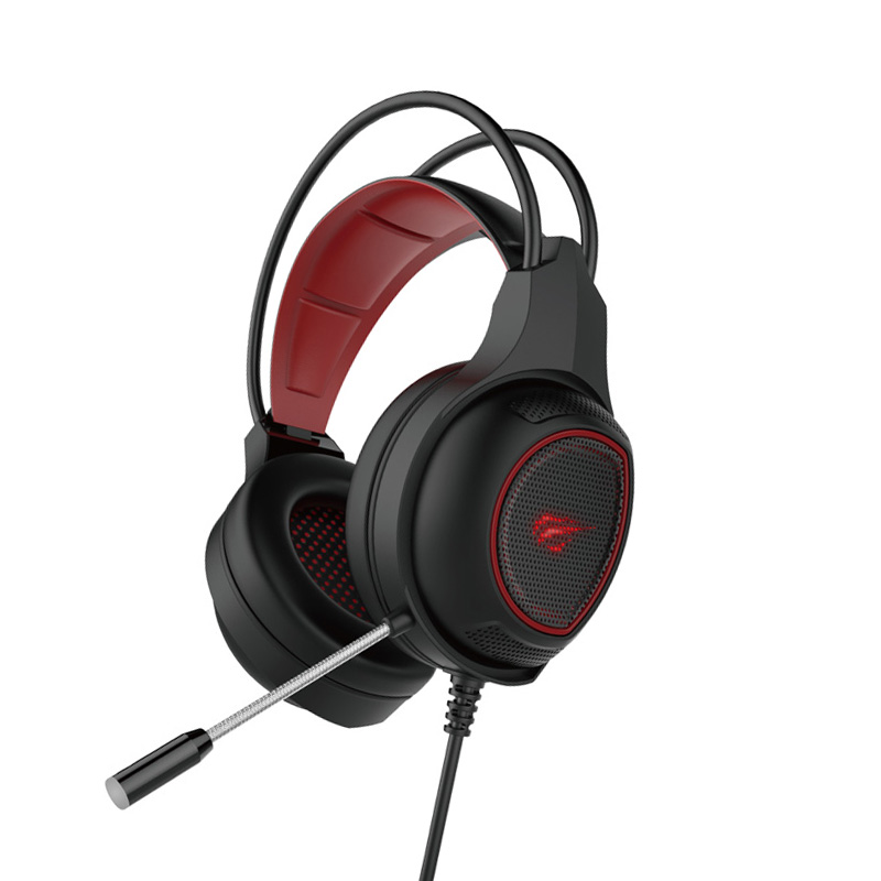 Casque de jeu avec lumière rouge et Double Jack 3.5 mm + connexions USB HV-2239D