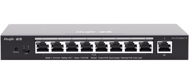9 Ports Gigabit Smart POE Switch 9 Gigabit RJ45 Ports Avec 8 Ports POE RG-ES209GC-P