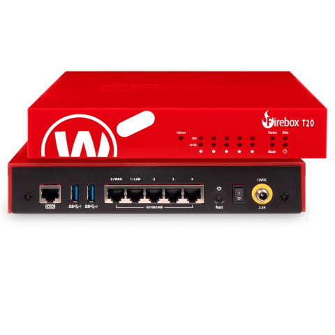Firebox T20 with 1-yr Standard Support (WW) Up to 150 Mbps Firewall IMIX 140 Mbps VPN IMIX 5 Gb Ethernet WGT20001-WW