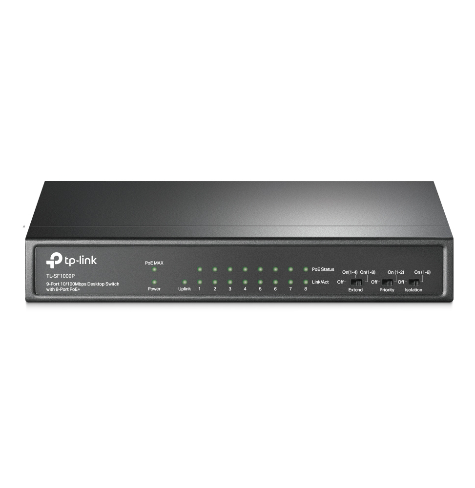 Switch de Bureau 9 Ports 10/100 Mbps avec PoE + 8 ports TL-SF1009P