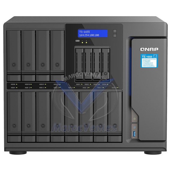 Serveur NAS 16 Baies - 8 Go RAM Intel Atom C5125  8-core Processor, 2.8GHz TS-1655-8G