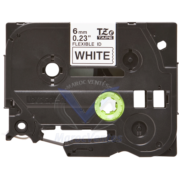 Ruban pour étiqueteuse noir sur blanc TZe-FX211 Brother – 6 mm de large TZe-FX211