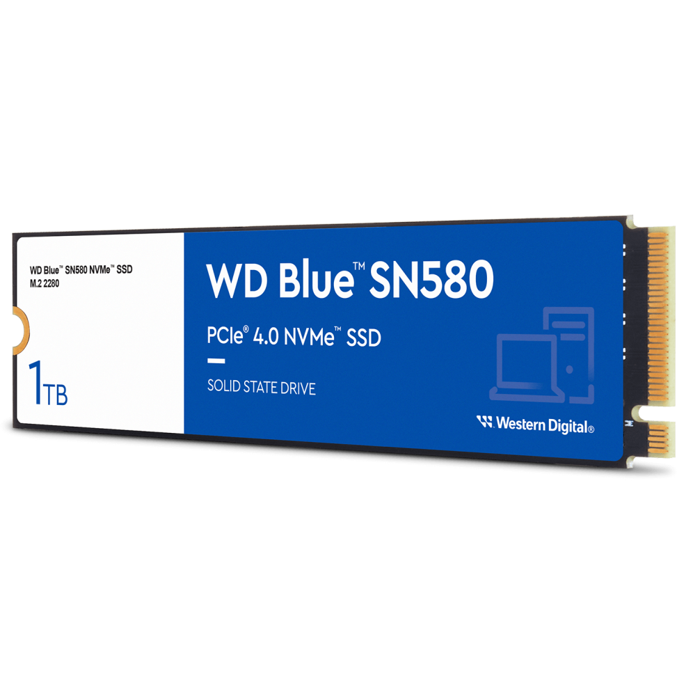 Disque Dur Interne WD SSD 1T Blue NVMe (SN580) M.2 2280 PCIe Gen4 x4 NVMe WDS100T3B0E