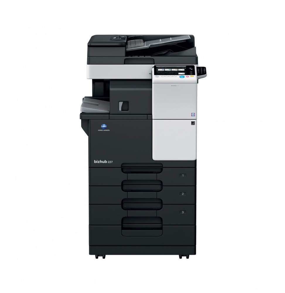 Imprimante Multifonction Monochrome A4/A3 Ecran Tactile RAM 2Go HDD 250Go  + CHARGEUR DE DOCUMENTS Recto-Verso  Meuble Support  + Toner Démarrage Bizhub 227