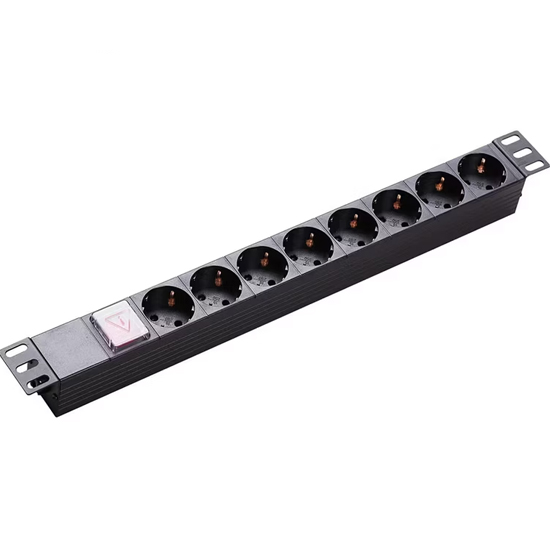 MULTIPRISE 8 PORTS PDU 1.5U/19"/2MT/16A/1.5MM2 GI-CUFOC-8 ALUM.SILVER GI-CUFOC-8