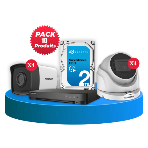 Promo Hikvision Pack 8 Caméras 5MP + DVR 8 Canaux + HDD 2To
