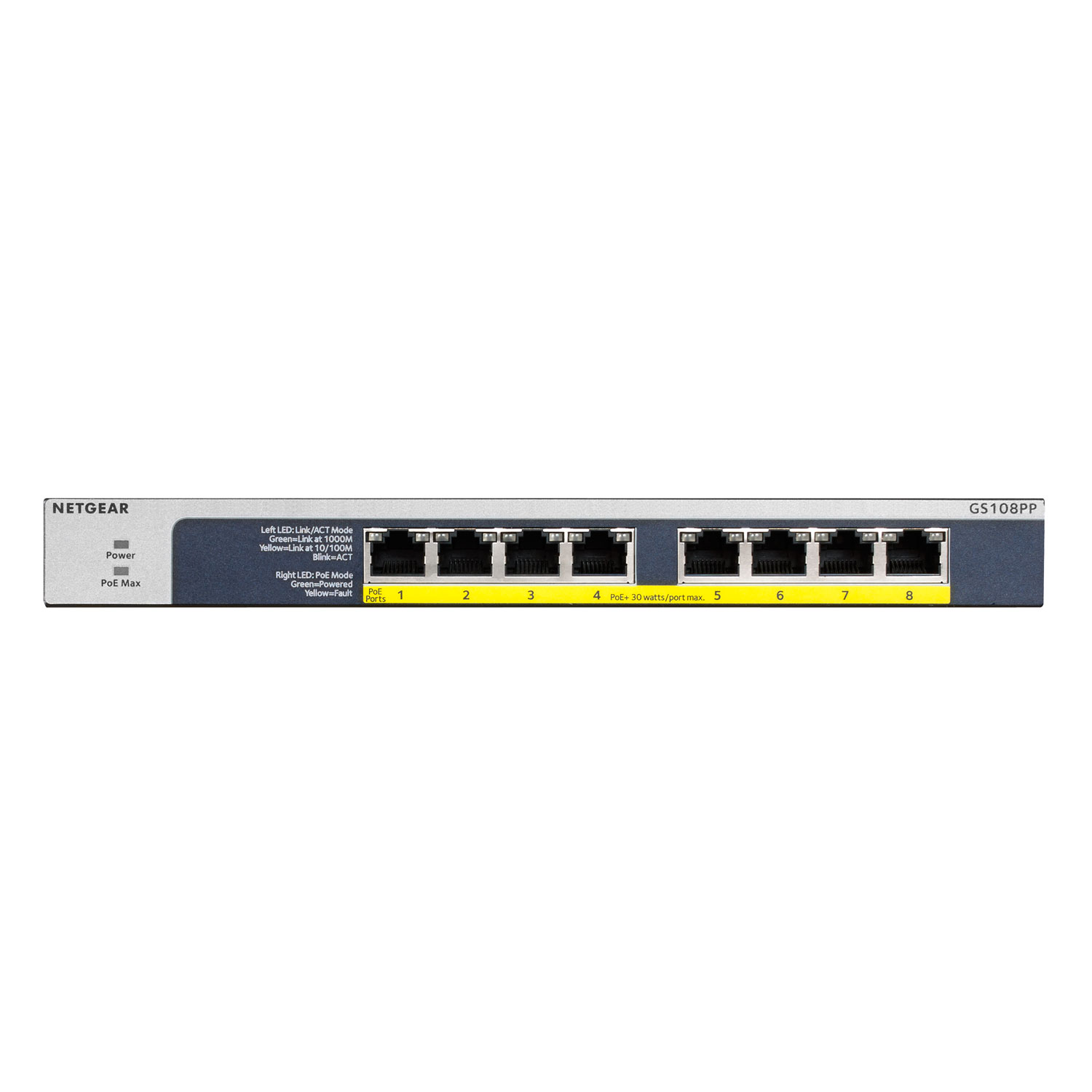 Switch 8 ports PoE+ 10/100/1000 Mbps GS108PP
