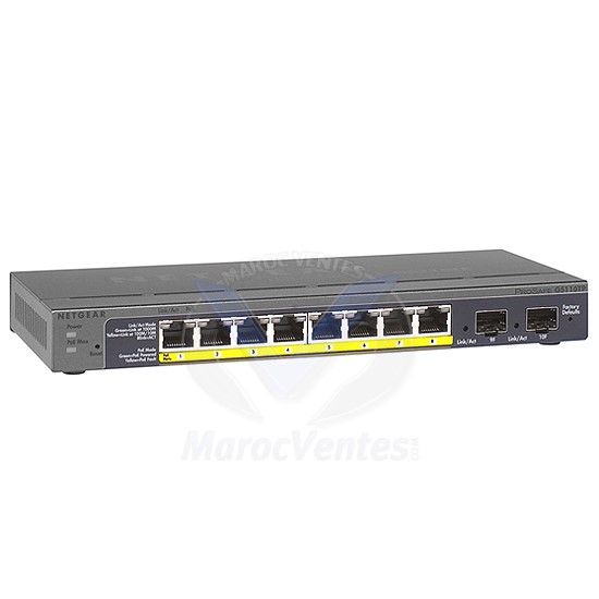 Smart Switch Prosafe Web Mangeable 8 ports Gogabit dont 8 ports PoE - 2 x SFP - Niveau 2 GS110TP