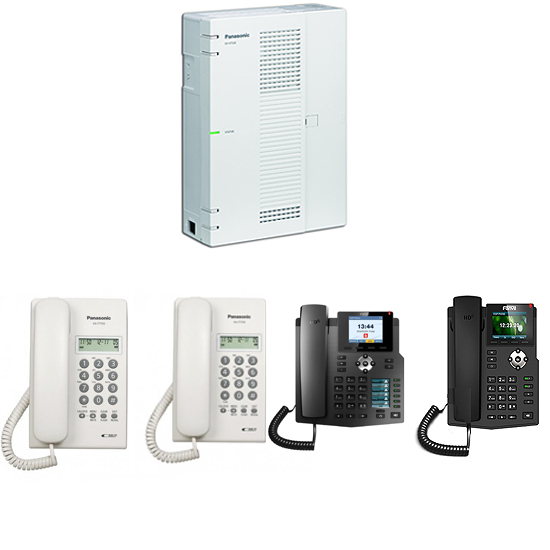 1 PBX Hbride + 2 Postes Analogique + 1 Poste Opérateur IP + 1 Poste IP Pack Hybride SOHO