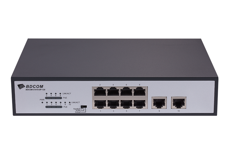 Switch 8 ports 100M PoE+ TX et 2 ports S1010‐8P‐120