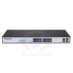 Switch 16 ports 100M PoE + ports 2 gigabit combo Base‐T rackable